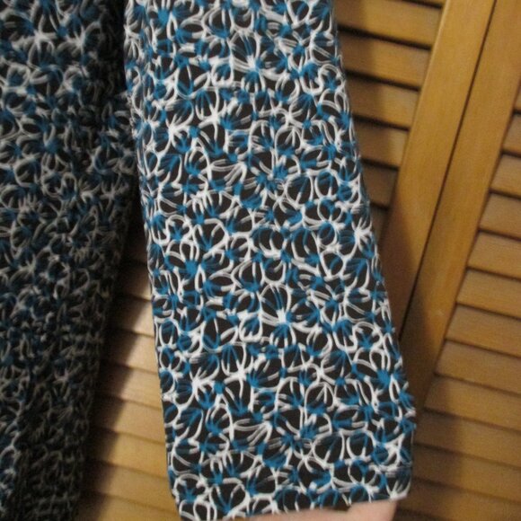 Josephine Studio top wash & wear 3/4 sleeves teal, brown, cream, stretchy size L - Picture 5 of 7